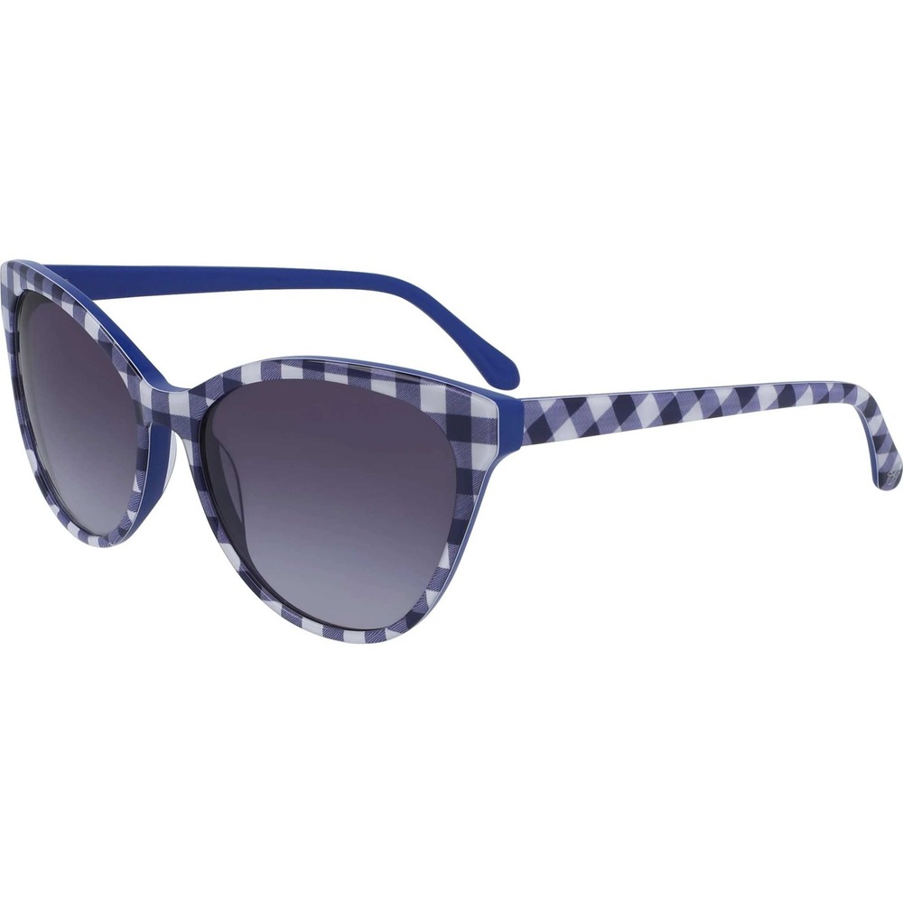 Draper James Indigo Gingham Cat Eye Sunglasses DJ7018 56-16-135 Case NEW
